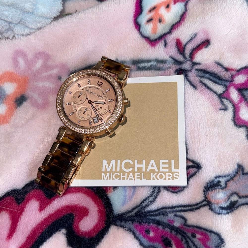 Michael Kors Gold and Tortoiseshell Women's Watch